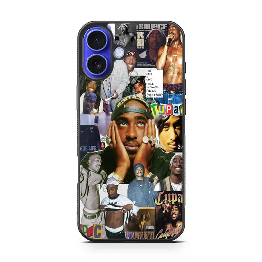 2 Pac Sakur Collage iPhone 16 Plus Case