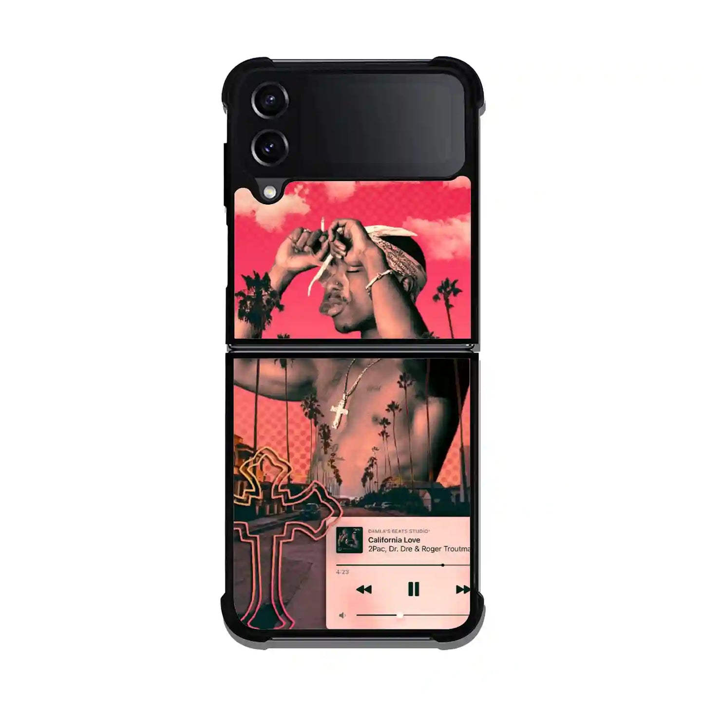 2 Pac Sakur Red Samsung Z3 Flip Case