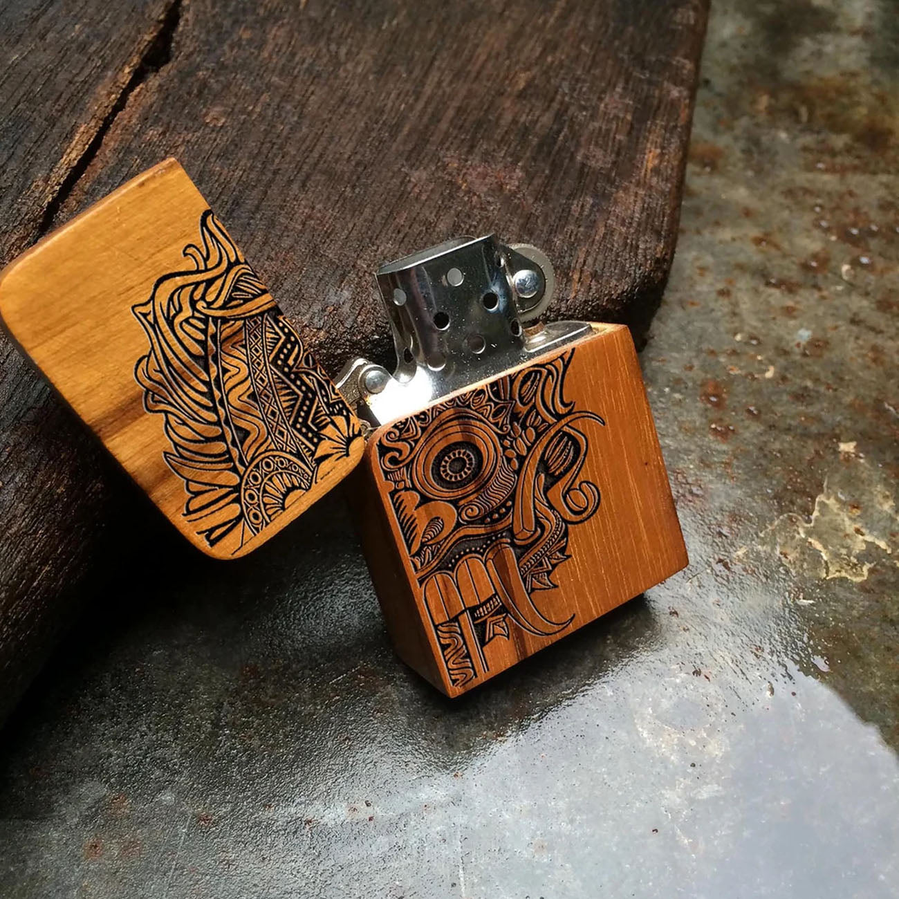 ENGRAVED LIGHTER Rangda the Balinese Demon