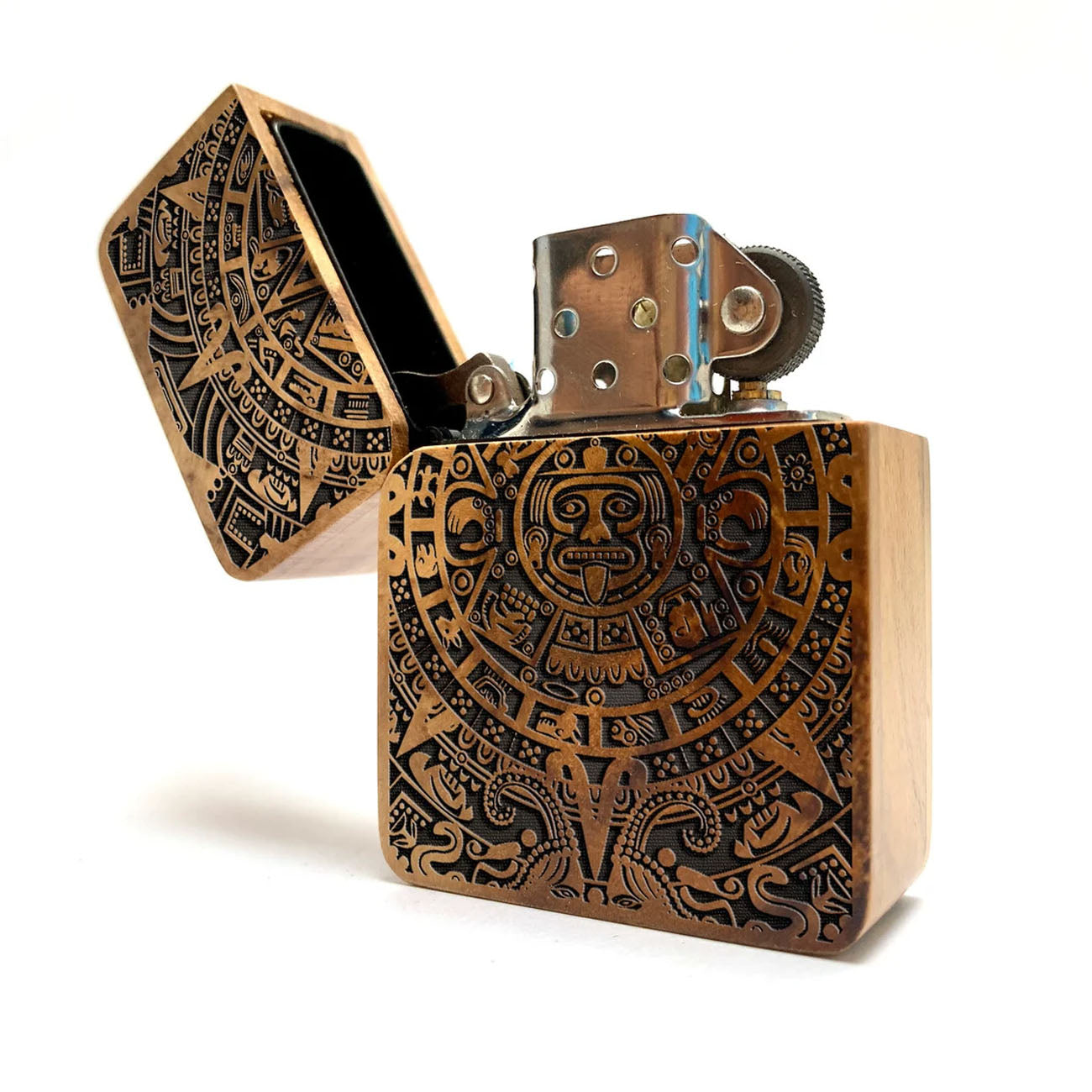 ENGRAVED LIGHTER, Windproof lighter With Wood cover, Cigar Lighter, Lighter Case, Lighter Sleeve, Lighter Holder, Custom Lighter Mayan