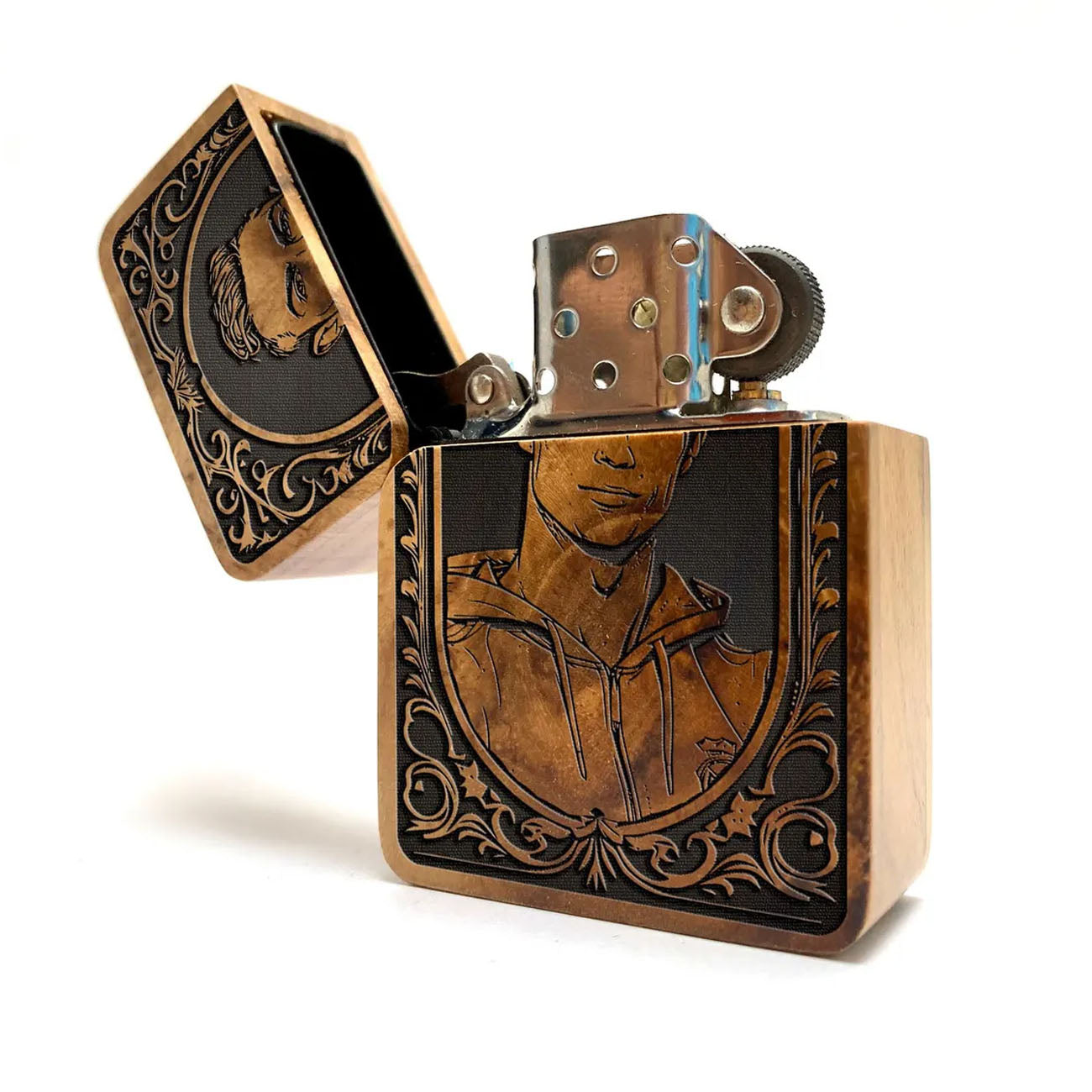 Engraved Soccer Star Lighter - Handmade Teakwood Collectible Gift for Him, Unique Gift for Football Fans, Custom Sports-Themed Lighter