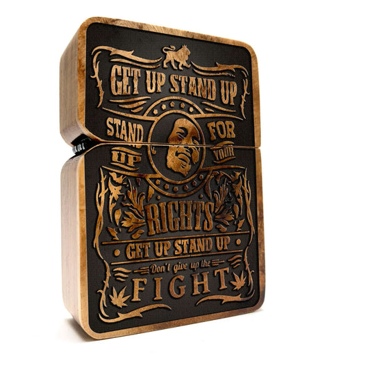 Fight for Your Rights Java Teak wood Engraved Lighter Bob Marley