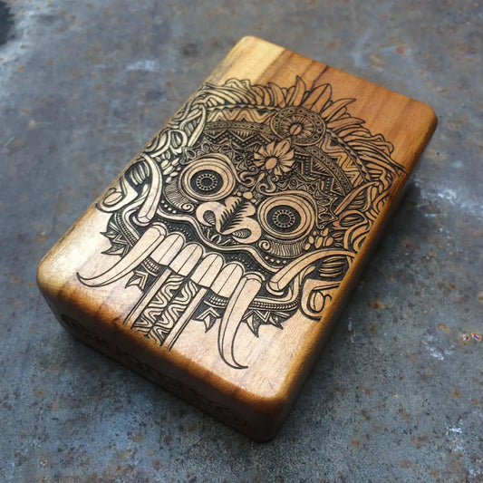 Java Teak Wood Cigarette Case - Balinese Mask