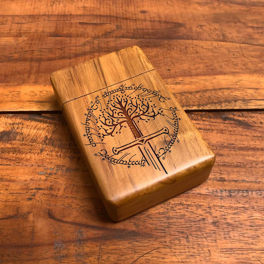 Sovereign of the Circles Teakwood Engraved Cigarette Case, Business Card Holder, Smoking Accessories