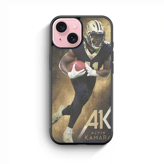 Alvin Kamara Akcolorretro New Orleans iPhone 15 Case